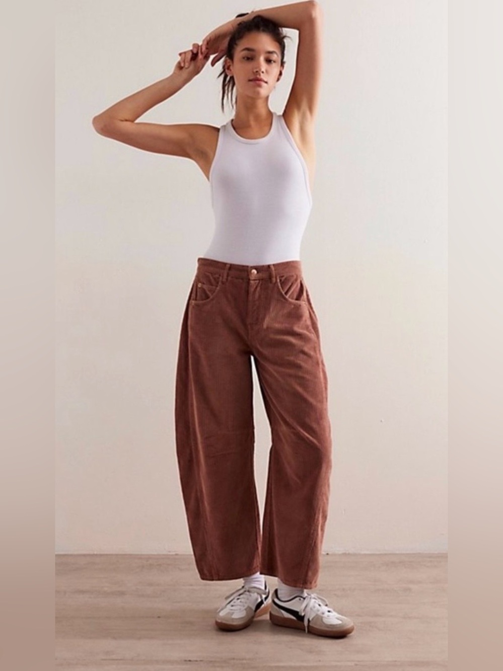 NWOT Free People We The Free Good Luck Mid-Rise Cord Barrel Jeans